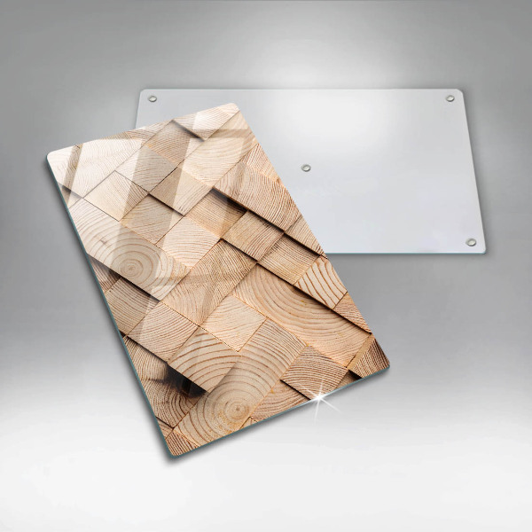 Protège plaque de cuisson Carrés en bois