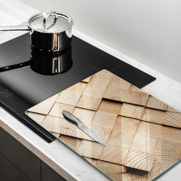 Protège plaque de cuisson Carrés en bois