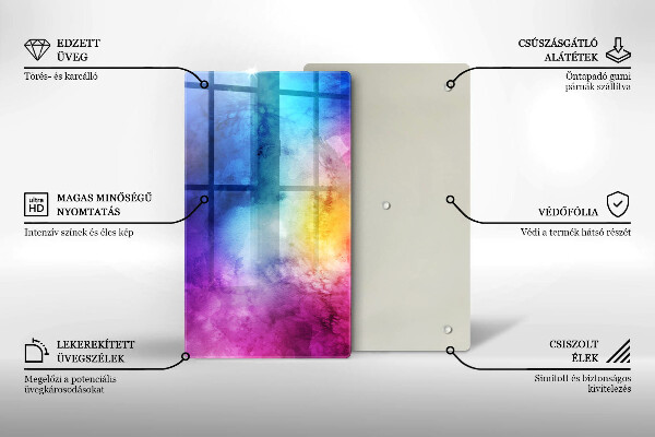Protège plaque de cuisson Éclaboussures d'aquarelle arc-en-ciel