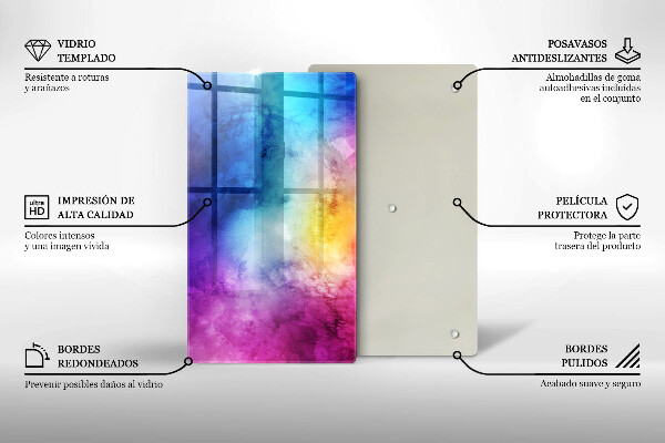 Protège plaque de cuisson Éclaboussures d'aquarelle arc-en-ciel