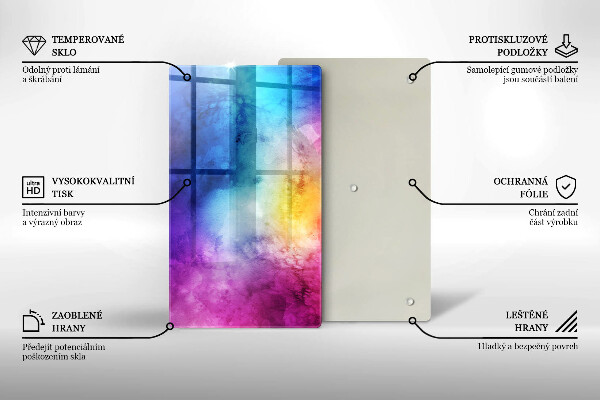 Protège plaque de cuisson Éclaboussures d'aquarelle arc-en-ciel