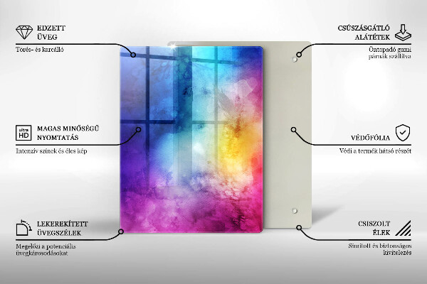 Protège plaque de cuisson Éclaboussures d'aquarelle arc-en-ciel