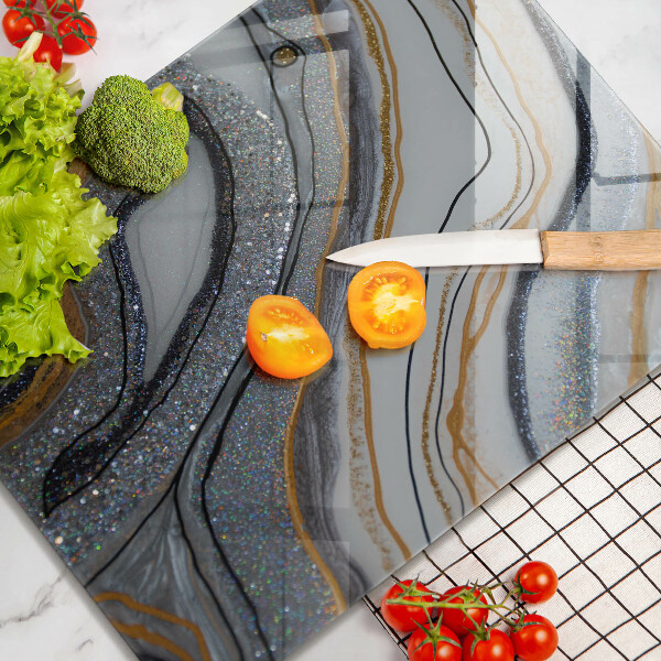 Protège plaque de cuisson rocher avec de l'or