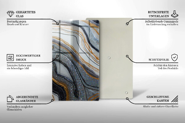 Protège plaque de cuisson rocher avec de l'or