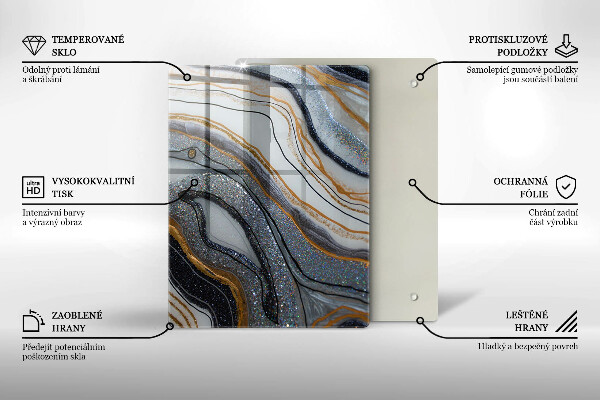 Protège plaque de cuisson rocher avec de l'or