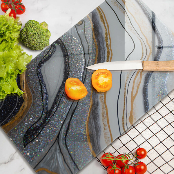 Protège plaque de cuisson rocher avec de l'or