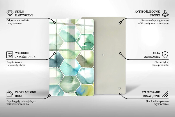 Protège plaque de cuisson Hexagones aquarelle