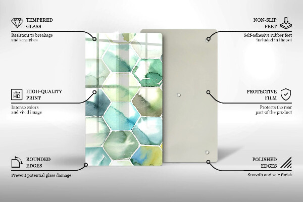 Protège plaque de cuisson Hexagones aquarelle