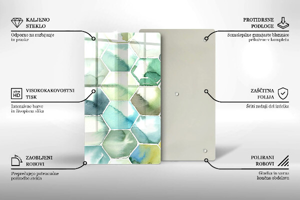 Protège plaque de cuisson Hexagones aquarelle