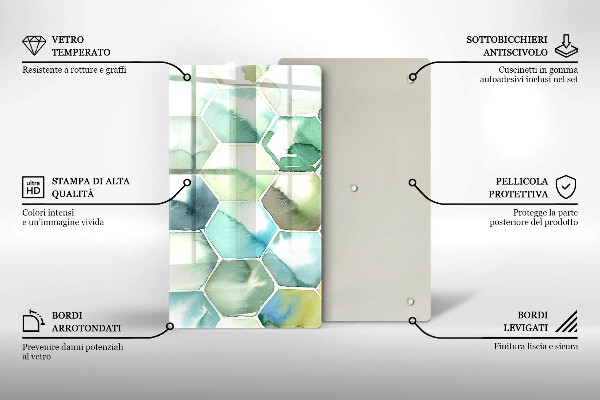 Protège plaque de cuisson Hexagones aquarelle
