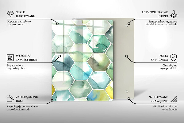Protège plaque de cuisson Hexagones aquarelle