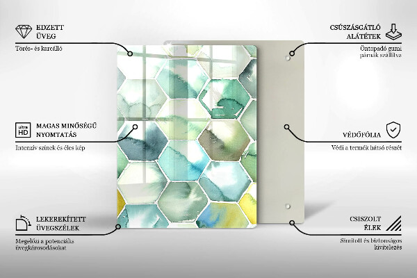 Protège plaque de cuisson Hexagones aquarelle