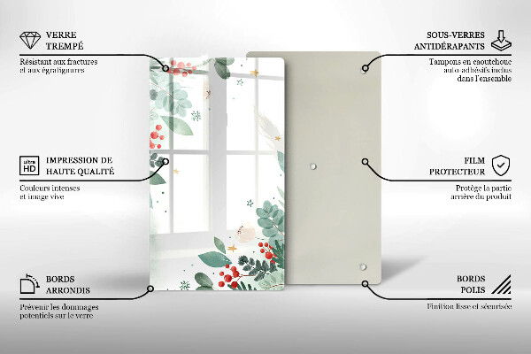 Protège plaque de cuisson Feuilles d'aquarelle