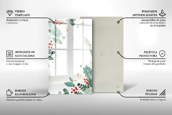 Protège plaque de cuisson Feuilles d'aquarelle