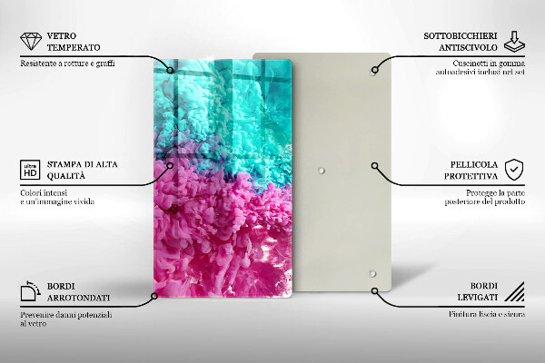 Protège plaque de cuisson Fumée rose turquoise