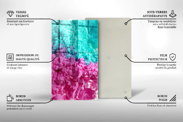 Protège plaque de cuisson Fumée rose turquoise