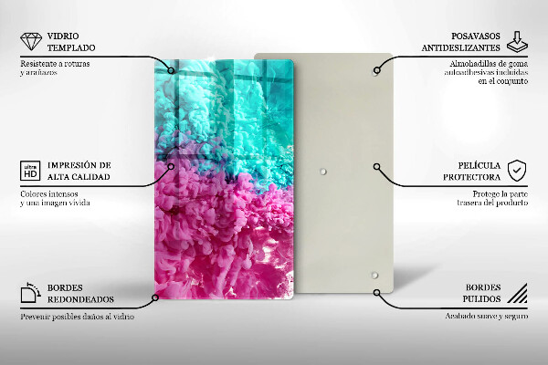 Protège plaque de cuisson Fumée rose turquoise