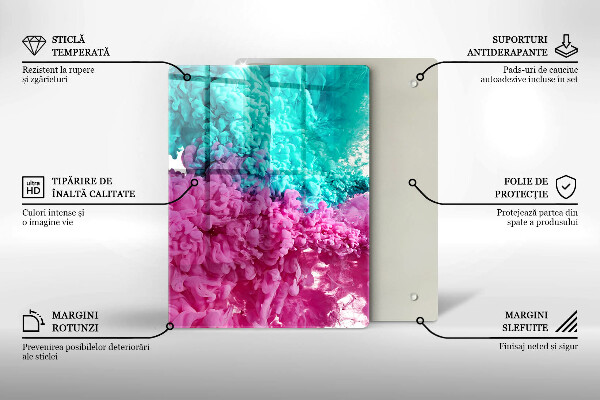 Protège plaque de cuisson Fumée rose turquoise