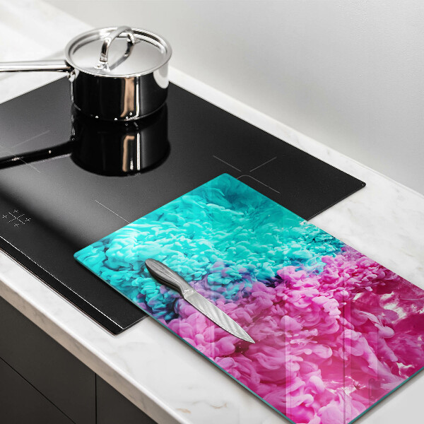 Protège plaque de cuisson Fumée rose turquoise