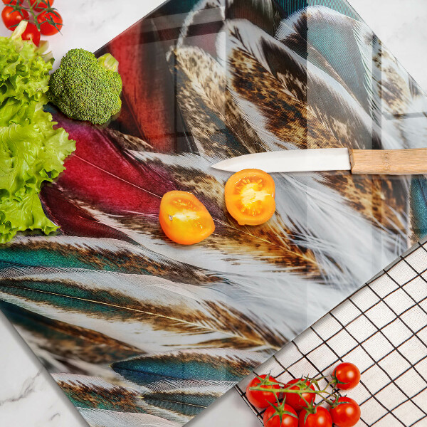 Protège plaque de cuisson Plumes d'oiseaux bohèmes