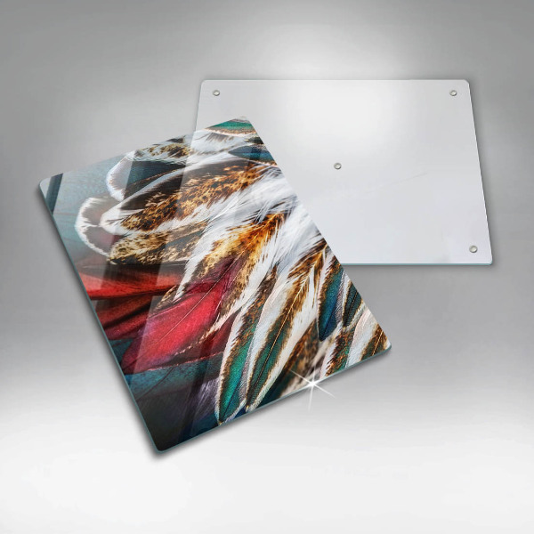 Protège plaque de cuisson Plumes d'oiseaux bohèmes