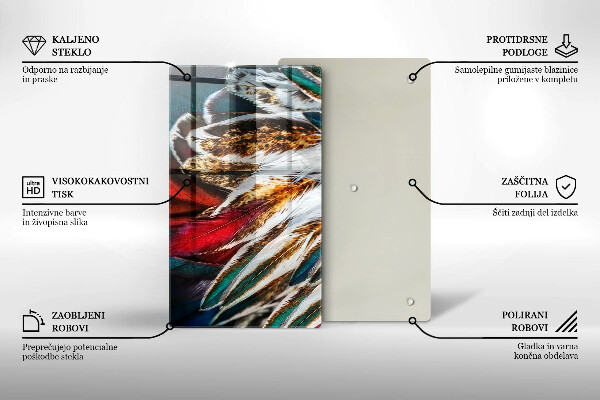 Protège plaque de cuisson Plumes d'oiseaux bohèmes