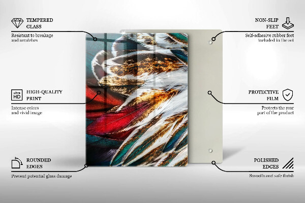 Protège plaque de cuisson Plumes d'oiseaux bohèmes