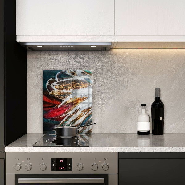 Protège plaque de cuisson Plumes d'oiseaux bohèmes