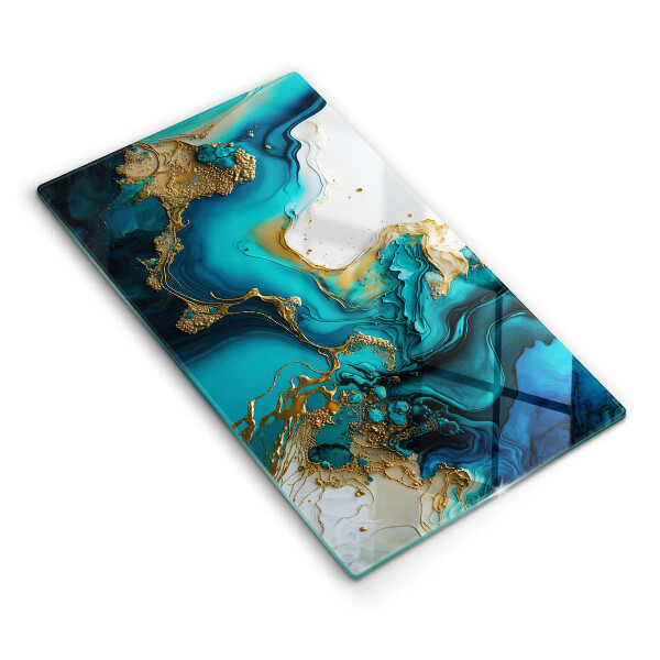 Protège plaque de cuisson Abstraction turquoise