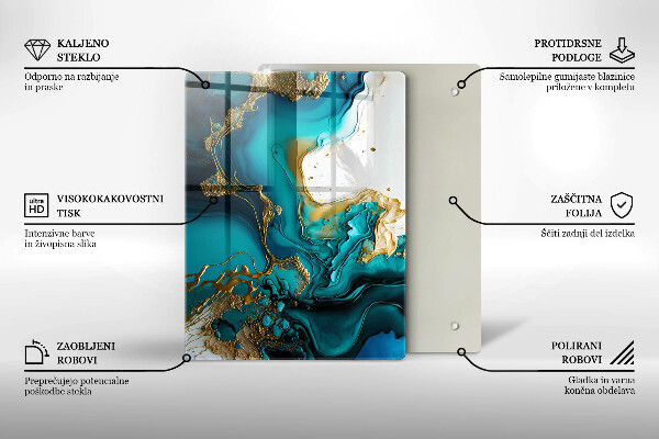 Protège plaque de cuisson Abstraction turquoise