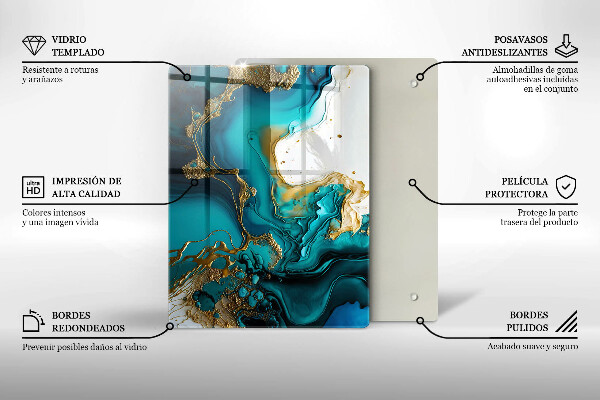 Protège plaque de cuisson Abstraction turquoise