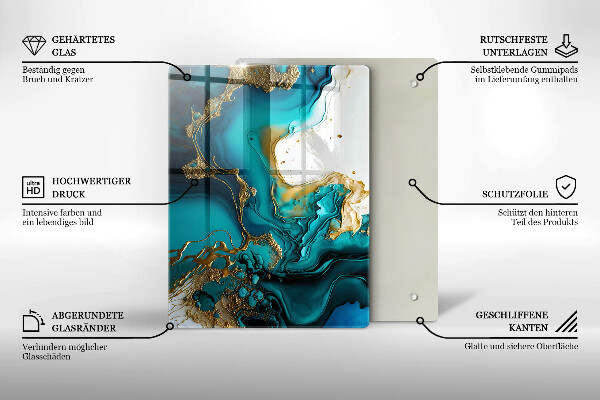 Protège plaque de cuisson Abstraction turquoise