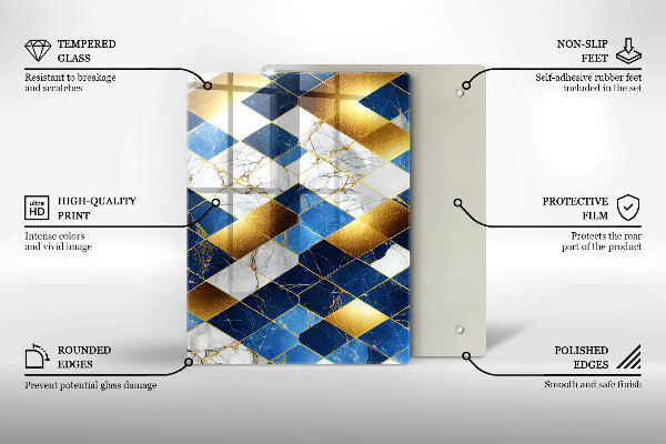 Protège plaque de cuisson Losanges de marbre doré