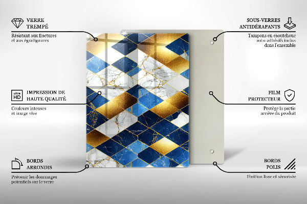 Protège plaque de cuisson Losanges de marbre doré