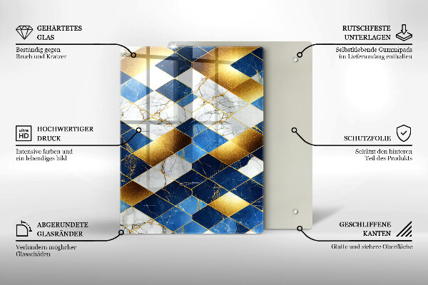 Protège plaque de cuisson Losanges de marbre doré