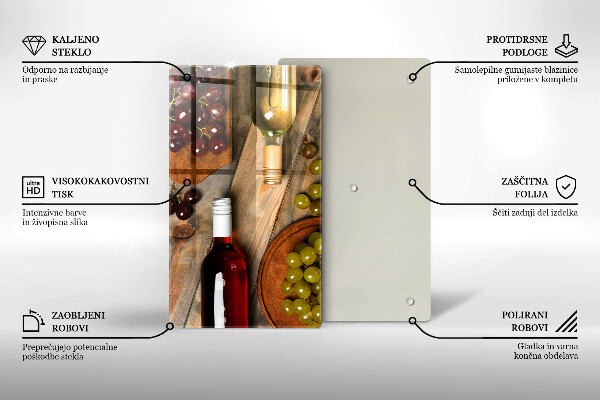 Protège plaque de cuisson Bouteilles de vin et raisins