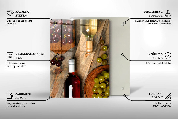 Protège plaque de cuisson Bouteilles de vin et raisins