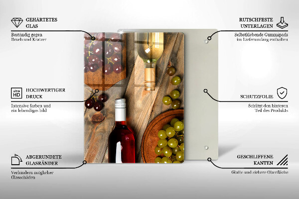 Protège plaque de cuisson Bouteilles de vin et raisins