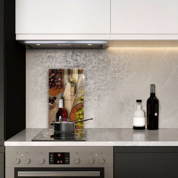 Protège plaque de cuisson Bouteilles de vin et raisins