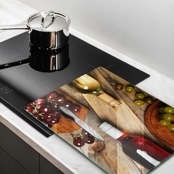 Protège plaque de cuisson Bouteilles de vin et raisins