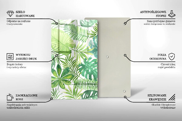 Protège plaque de cuisson Feuilles de boho aquarelle