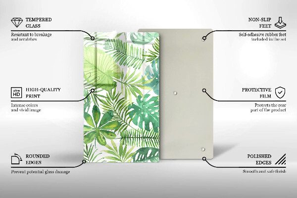 Protège plaque de cuisson Feuilles de boho aquarelle