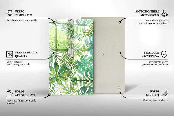 Protège plaque de cuisson Feuilles de boho aquarelle