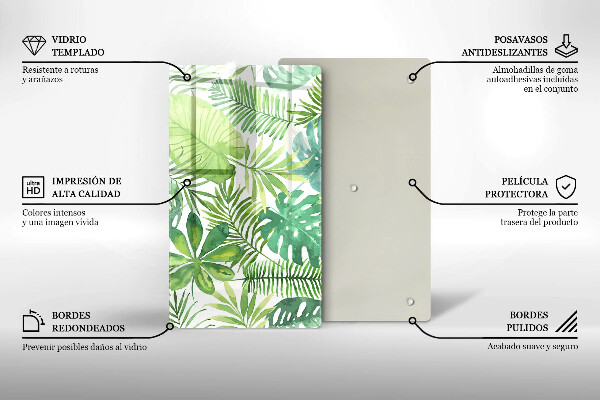 Protège plaque de cuisson Feuilles de boho aquarelle