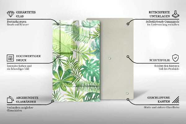 Protège plaque de cuisson Feuilles de boho aquarelle