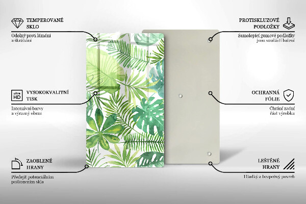 Protège plaque de cuisson Feuilles de boho aquarelle