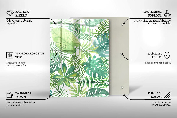 Protège plaque de cuisson Feuilles de boho aquarelle