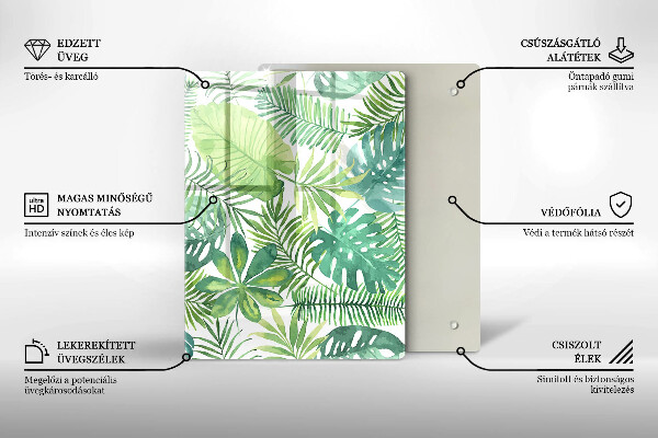 Protège plaque de cuisson Feuilles de boho aquarelle