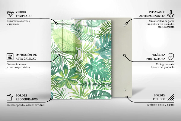 Protège plaque de cuisson Feuilles de boho aquarelle