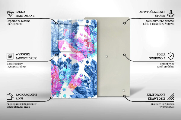 Protège plaque de cuisson Illustration bohème de plumes